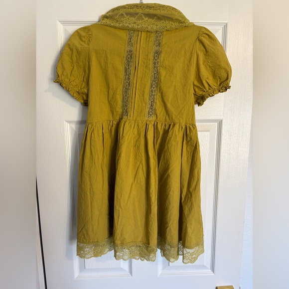 Mustard Yellow Lace Trim Button-Front Dress Free People Sun-kissed Mini Dress - Picture 9 of 13